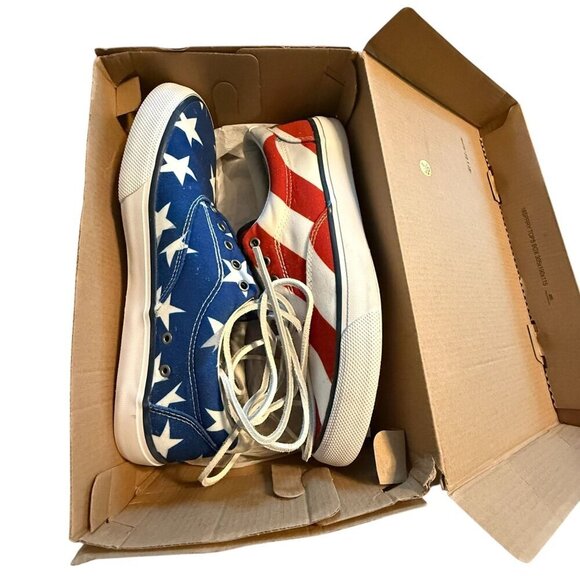 Sperry Mens American Flag Print Canvas Sneakers mens size 9 patriotic - Picture 11 of 12